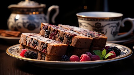 A Plate Of Post-Christmas Fruitcake Traditional, Background Images, Hd Illustrations - obrazy, fototapety, plakaty