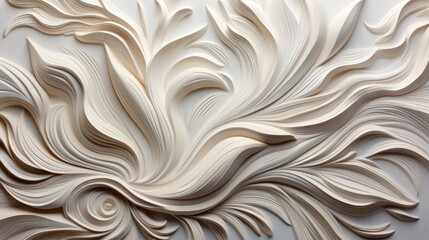 An ethereal, mesmerizing sculpture crafted from crisp white paper, adorned with swirling patterns that evoke a sense of fluidity and untamed energy