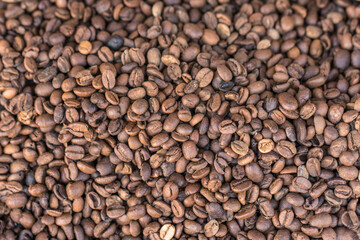 Dark roast coffee beans background
