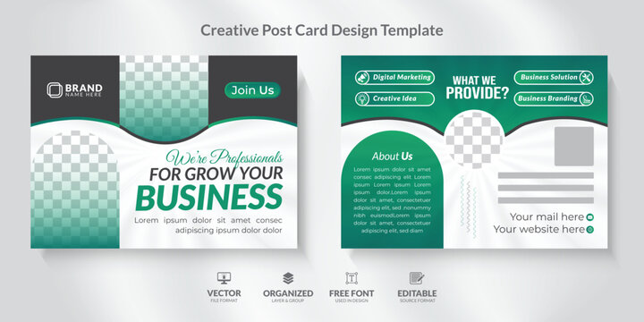 Corporate Business Postcard Design Templat with modern and unique layout.