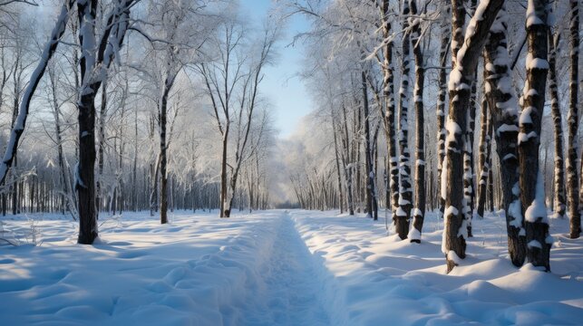 A Serene Forest After A Light Post-Christmas Snow , Background Images, Hd Illustrations