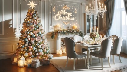 Fototapeta na wymiar Merry Christmas Themed Image, Christmas tree, beautiful and peaceful place