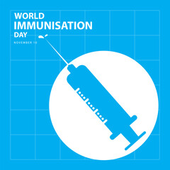 World Immunization Day on november 10, with a inject vector illustration and text isolated on abstract background for commemorate and celebrate World Immunization Day.