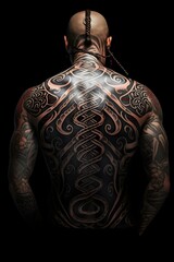 realistic tribal tattoo design on a human body