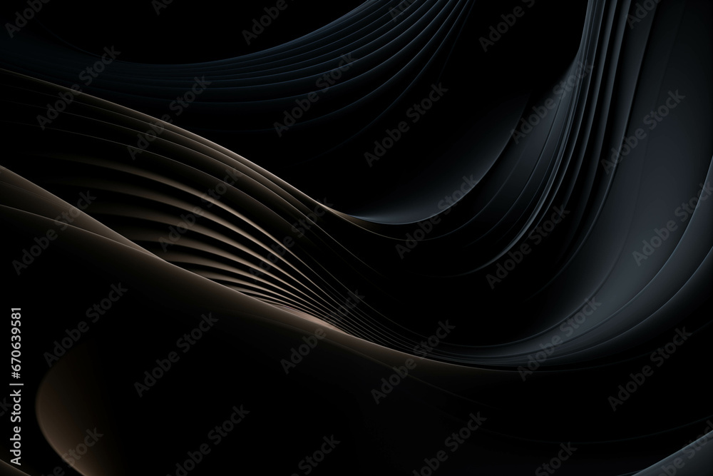 Poster abstract waves of black generative ai. created with generative ai technology