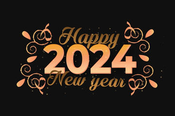 Happy New Year 2024 with sparkling festival numbers full of beautiful colors happy New Year 2024 celebration.