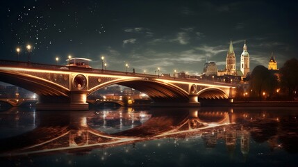 Fototapeta premium amazing photography of a luxury bridge at the river
