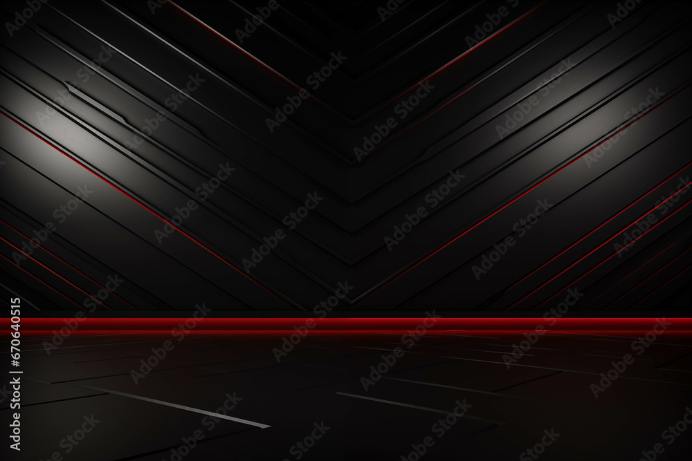 Poster abstract art with bold black and vibrant red lines generative ai. created with generative ai technol