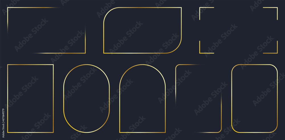 Aufkleber golden frames set. gold frame angles and border elements. luxury geometric borders on dark blue back
