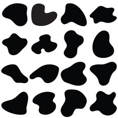 Random blob circles silhouette icon set. An arrangement of black organic shapes. vector.PNG