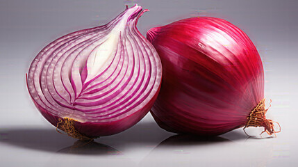 red onion. Isolated on a grey Background