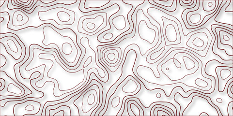 3D Contour map background. Vector geography scheme and terrain. Topography grid map. Red wave paper curved reliefs abstract background, Abstract topographic contours mountain relief topographic map