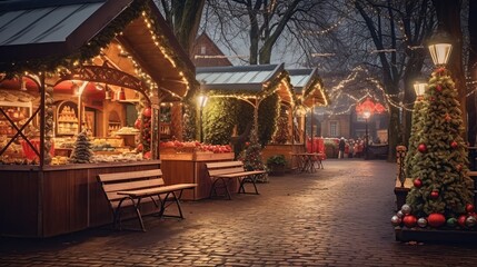 Weihnachtliche H&uuml;tten und Verkaufsst&auml;nde des Stuttgarter Weihnachtsmarkt