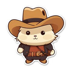 Fototapeta premium cute hamster as a cowboy sticker design with white background