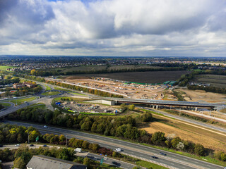 Aerial view of new Beaulieu Parkway slip road. Opened on 30th October 2023, the Beaulieu Parkway...