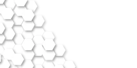 Fotobehang White hexagon and 3d abstract background with hexagon, modern abstract vector polygonal pattern. Futuristic abstract honeycomb technology white background. Luxury white hexagon pattern. © armans