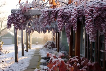 winter iced grape bunches, before harvest