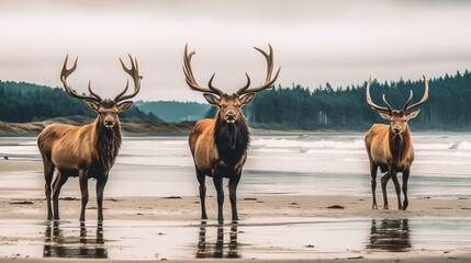 Naklejka na ściany i meble The Mighty Elk: Exploring the Magnificent World of Majestic Antlered Giants