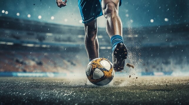 Silhouette action sport outdoors of a group of kids having fun playing soccer football for exercise in community rural area under the twilight sunset.