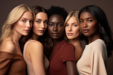 Obraz premium Fashion Model Women In A Group Together Generative AI