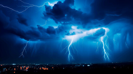 Lightning Strike from a thunderstorm at night. 