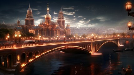 Naklejka premium amazing photography of a luxury bridge at the river