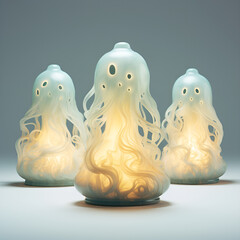 Group of Glowing Objects Illuminating the Scene