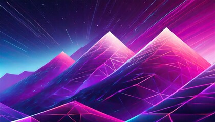 Synthwave modern beautiful background low poly mountains