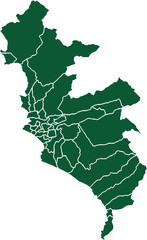 detailed map and parts of lima capital of peru green color