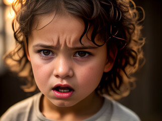 Furious child portrait with cinematic K.