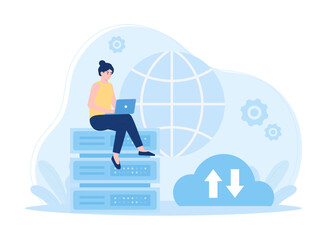 Web hosting concept flat illustration