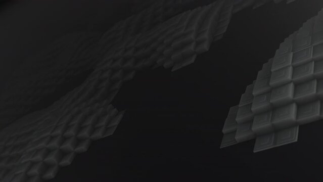 3d shapes moving seamless video. Background of dark red smooth seamless animated squares