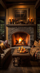 Rustic Elegance: Cozy Room with a Fireplace