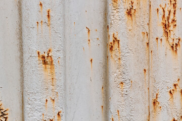 Texture of white old paint with rust