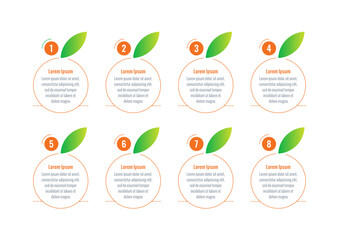 eight steps infographic template. fruit, food infographic template. orange informational template. internet, education, annual report, business, magazine infographic template