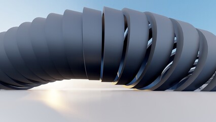 Abstract metallic curve waves background 3d render