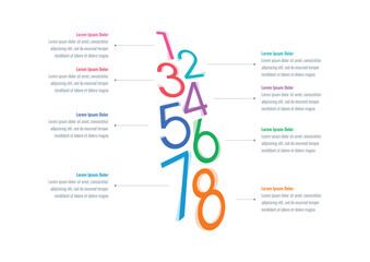 eight steps infographic template. annual report, internet, magazine, business, education infographic template. informational template with numbers