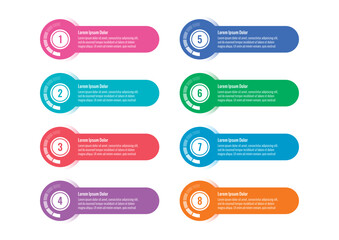 eight steps infographic template. business, education report, education, magazine theme. dial and tech infographic theme