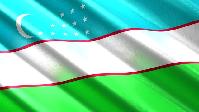 Uzbekistan - waving textile flag - 3D 4k seamless loop animation (3840 x 2160 px)