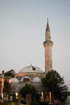 Mosque and minaret in Mostar, Bosnia and Herzegovina