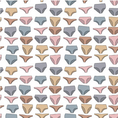 Vector illustration. Seamless pattern. Underwear. Seamstress. Underpants. Textile. Seal.