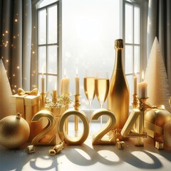 Gilded Elegance: 2024 New Year's Champagne Set