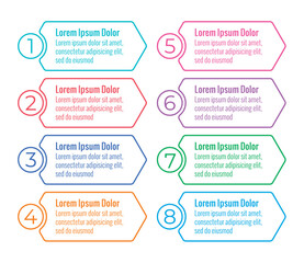 eight step hexagon infographic. infographic template. hexagon sticker infographic template