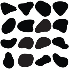 Random blob circles silhouette icon set. An arrangement of black organic shapes. vector.PNG
