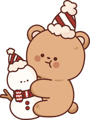 Collection of Christmas cartoons isolated on a white background. Little Santa with gifts and holiday decorations; cute card. Super cute cartoon character, illustration, hand drawn, vector