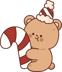 Collection of Christmas cartoons isolated on a white background. Little Santa with gifts and holiday decorations; cute card. Super cute cartoon character, illustration, hand drawn, vector