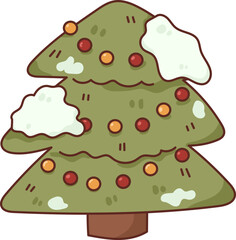 Collection of Christmas cartoons isolated on a white background. Little Santa with gifts and holiday decorations; cute card. Super cute cartoon character, illustration, hand drawn, vector