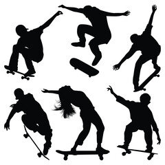 Skateboarding or Skateboarder Silhouettes Vector illustration