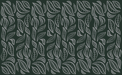 Doodle leaves, vector background, sketch botanical seamless pattern.