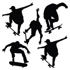 Foto op Plexiglas Skateboarding or Skateboarder Silhouettes Vector illustration © JerinChowdhury